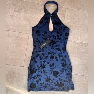 Fashion Nova Blue and Black Floral Mini Dress